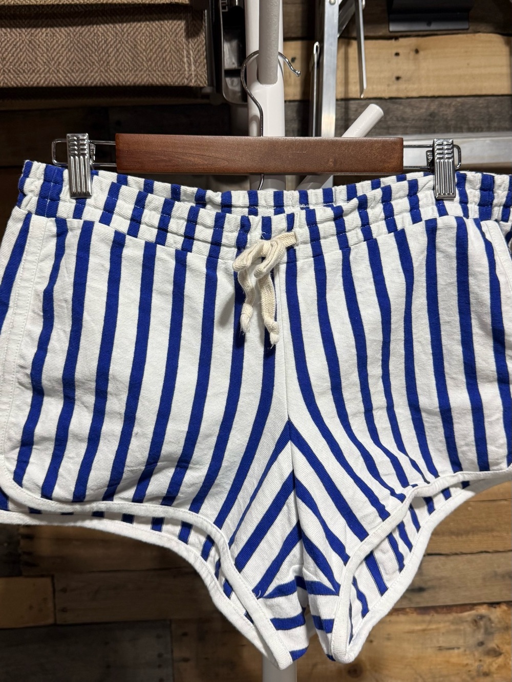 J Crew Striped Blue & White Women's Drawstring Shorts Medium
